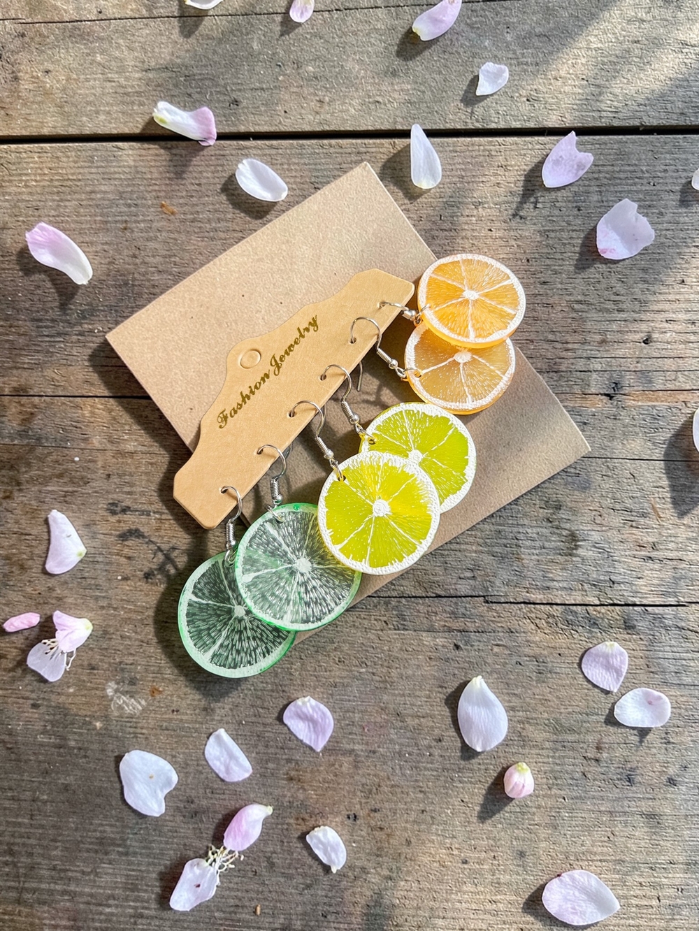 Fruit Slice Dangle Earrings Set – Lime Lemon Orange Acrylic Jewelry – Cute Color
